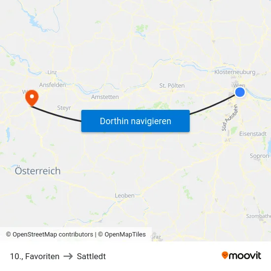 10., Favoriten to Sattledt map