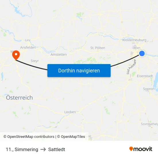 11., Simmering to Sattledt map