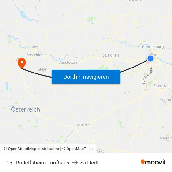 15., Rudolfsheim-Fünfhaus to Sattledt map