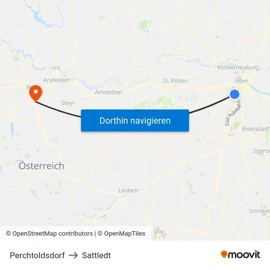 Perchtoldsdorf to Sattledt map