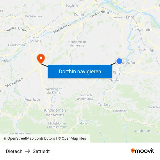 Dietach to Sattledt map