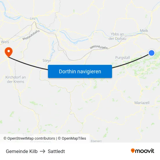 Gemeinde Kilb to Sattledt map