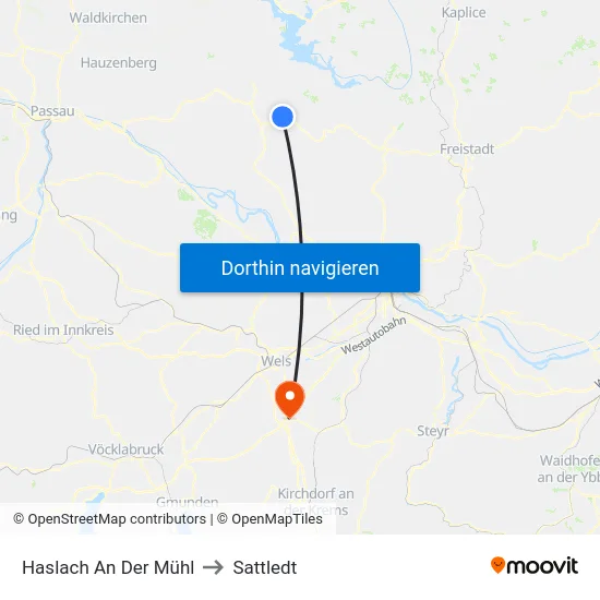 Haslach An Der Mühl to Sattledt map