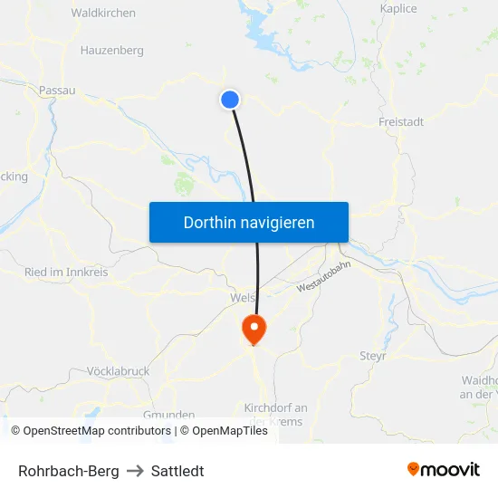 Rohrbach-Berg to Sattledt map