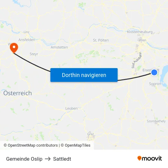 Gemeinde Oslip to Sattledt map