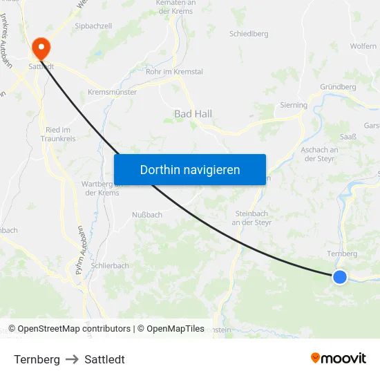 Ternberg to Sattledt map