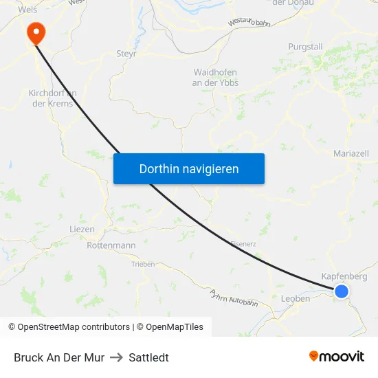 Bruck An Der Mur to Sattledt map