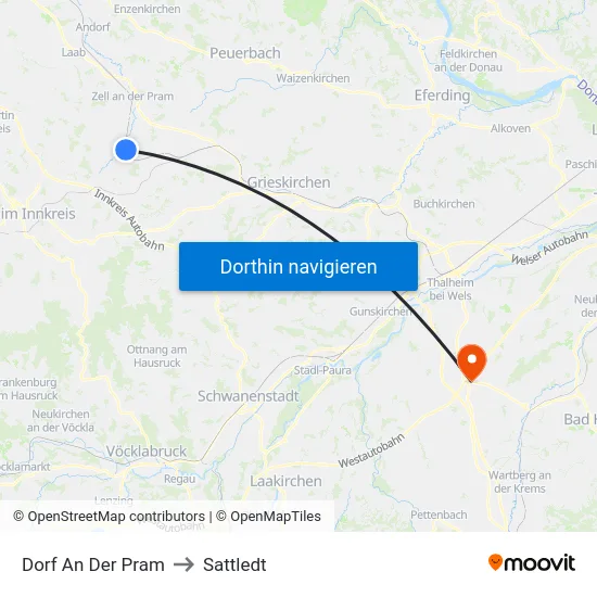 Dorf An Der Pram to Sattledt map