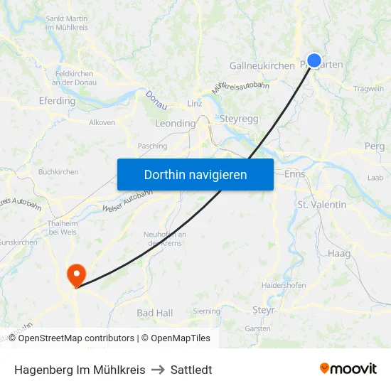 Hagenberg Im Mühlkreis to Sattledt map