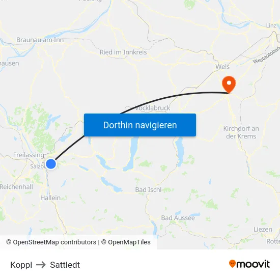 Koppl to Sattledt map