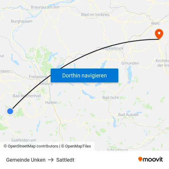 Gemeinde Unken to Sattledt map