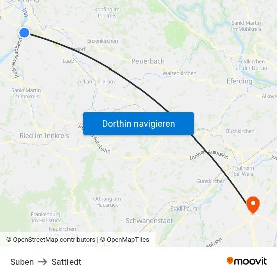 Suben to Sattledt map