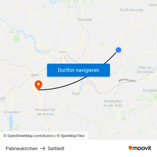 Pabneukirchen to Sattledt map