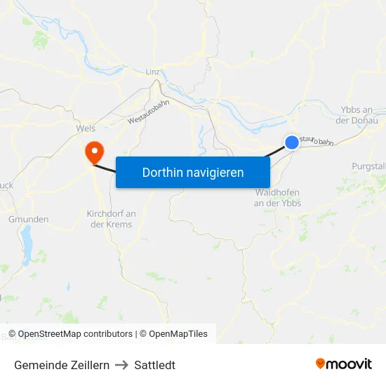 Gemeinde Zeillern to Sattledt map