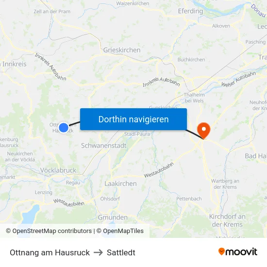 Ottnang am Hausruck to Sattledt map
