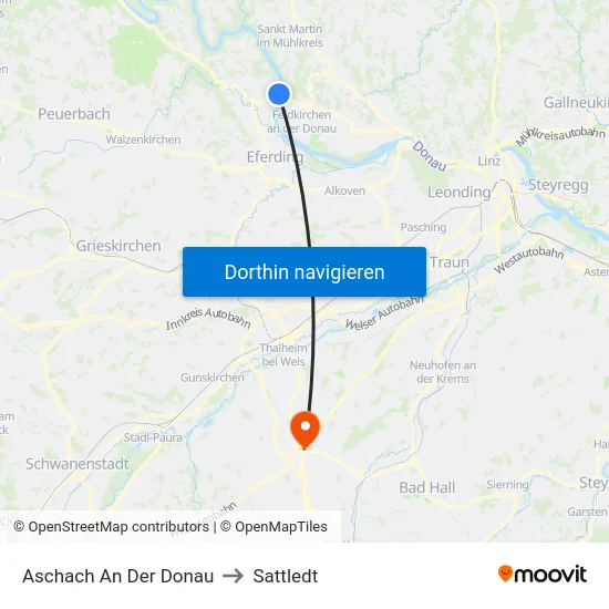Aschach An Der Donau to Sattledt map