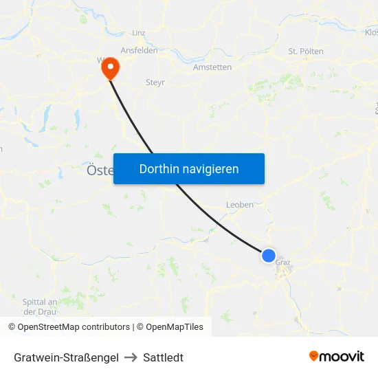 Gratwein-Straßengel to Sattledt map