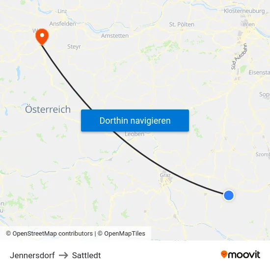 Jennersdorf to Sattledt map
