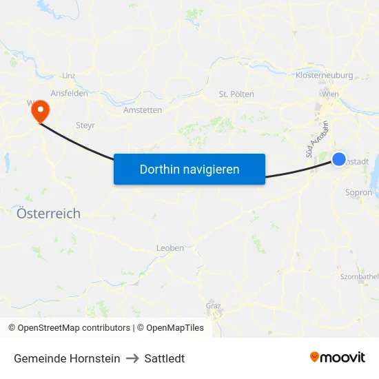 Gemeinde Hornstein to Sattledt map