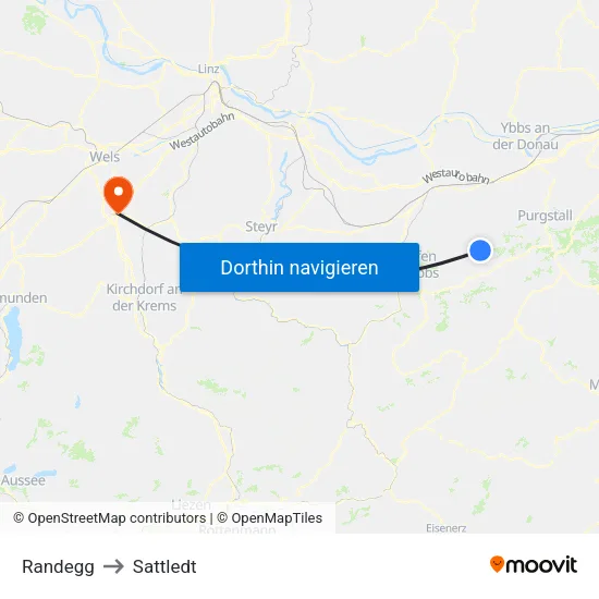 Randegg to Sattledt map