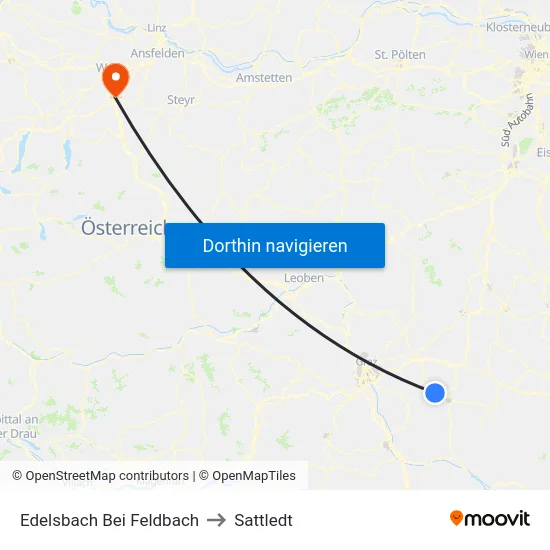 Edelsbach Bei Feldbach to Sattledt map
