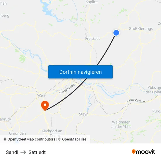 Sandl to Sattledt map