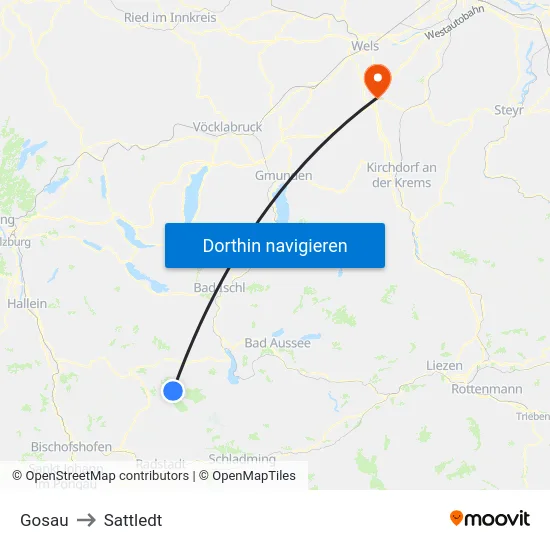 Gosau to Sattledt map