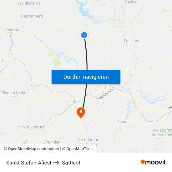 Sankt Stefan-Afiesl to Sattledt map
