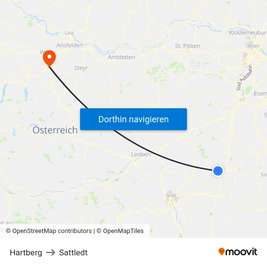 Hartberg to Sattledt map
