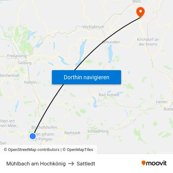 Mühlbach am Hochkönig to Sattledt map