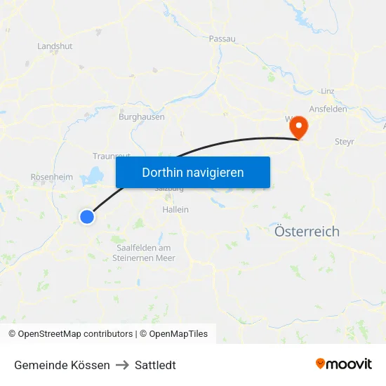 Gemeinde Kössen to Sattledt map