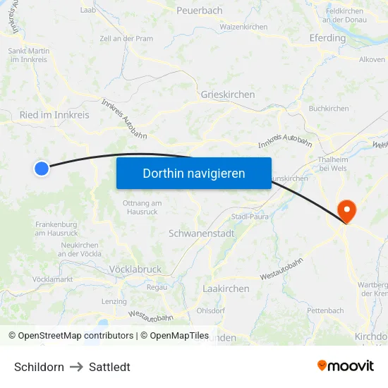 Schildorn to Sattledt map
