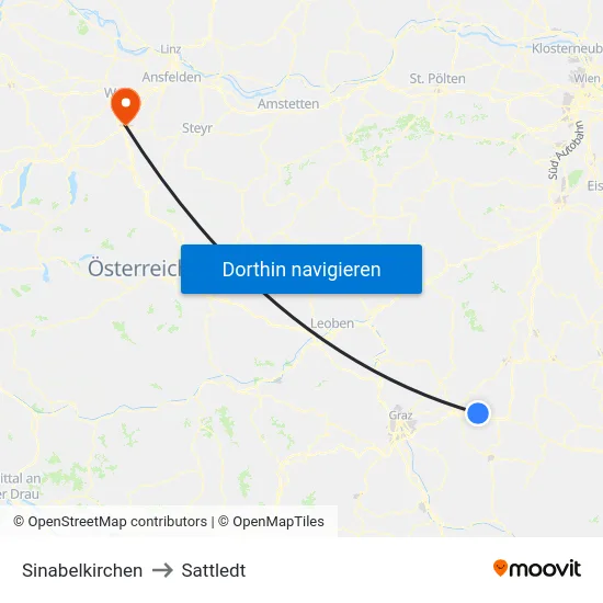 Sinabelkirchen to Sattledt map