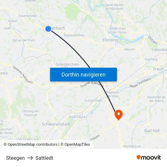 Steegen to Sattledt map