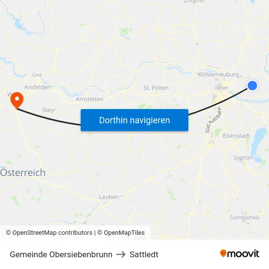 Gemeinde Obersiebenbrunn to Sattledt map