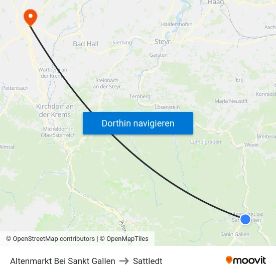 Altenmarkt Bei Sankt Gallen to Sattledt map