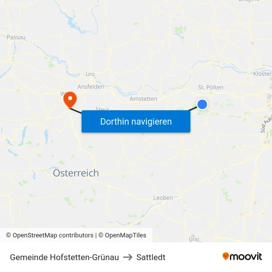 Gemeinde Hofstetten-Grünau to Sattledt map