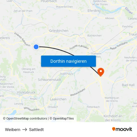 Weibern to Sattledt map