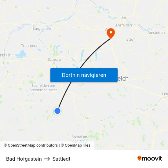 Bad Hofgastein to Sattledt map