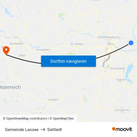 Gemeinde Lassee to Sattledt map
