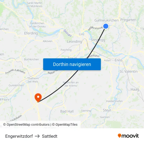 Engerwitzdorf to Sattledt map