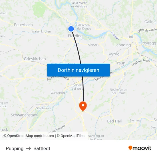 Pupping to Sattledt map