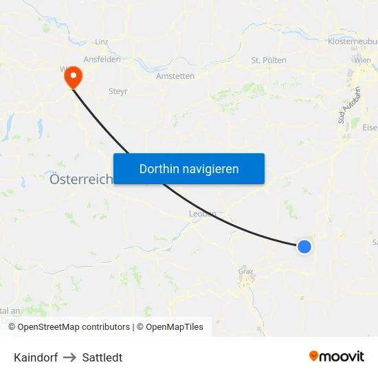 Kaindorf to Sattledt map
