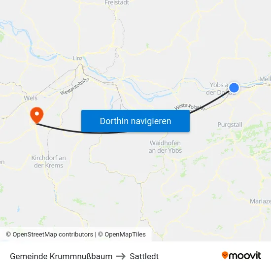 Gemeinde Krummnußbaum to Sattledt map