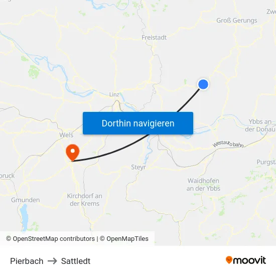 Pierbach to Sattledt map