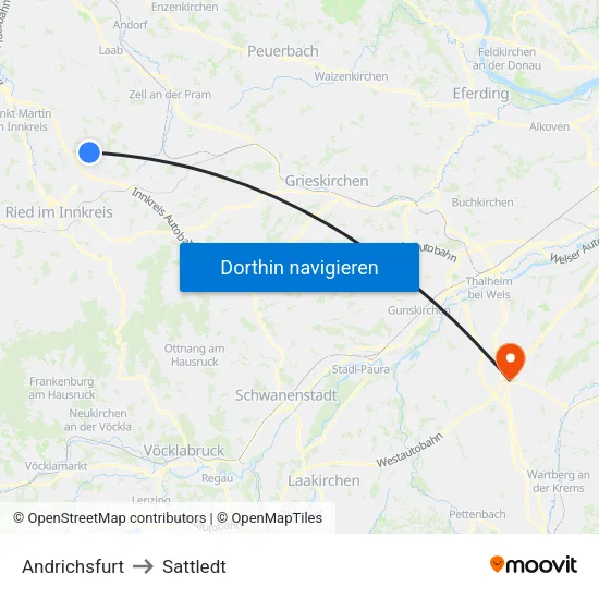 Andrichsfurt to Sattledt map