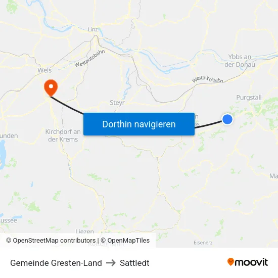 Gemeinde Gresten-Land to Sattledt map