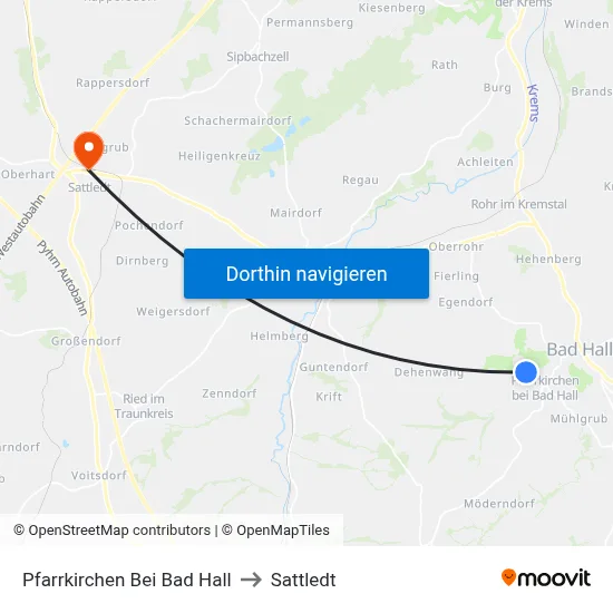 Pfarrkirchen Bei Bad Hall to Sattledt map