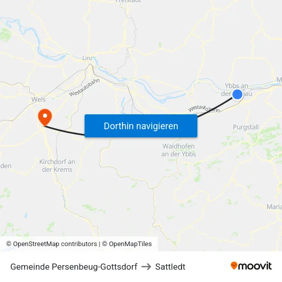 Gemeinde Persenbeug-Gottsdorf to Sattledt map
