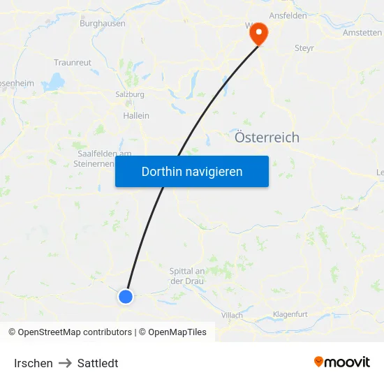 Irschen to Sattledt map